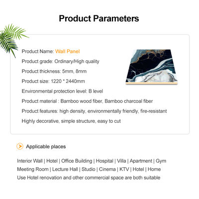 Eco-friendly Bamboo Charcoal Wood Veneer Wall Panels Wall Interior Durable Carbon Crystal Plate for Hotel Commerce