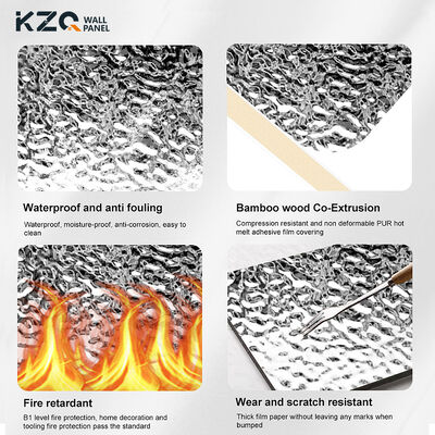 PET Water Ripple Panel Bamboo Charcoal Fiber 3D Wall Wood Veneer Panel For Ceiling
